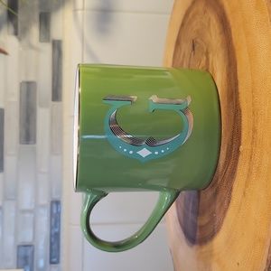 OPALHOUSE XL stoneware tea coffee mug letter G Monogram green gold